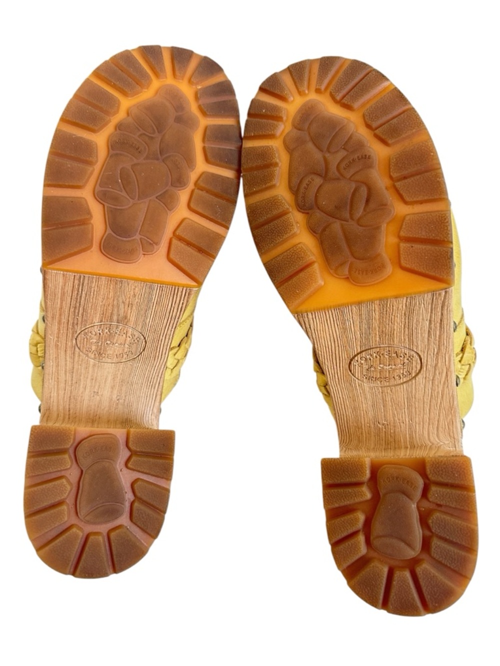Kork-Ease Yellow Leather Braided Clog Mules - Picture 11 of 16